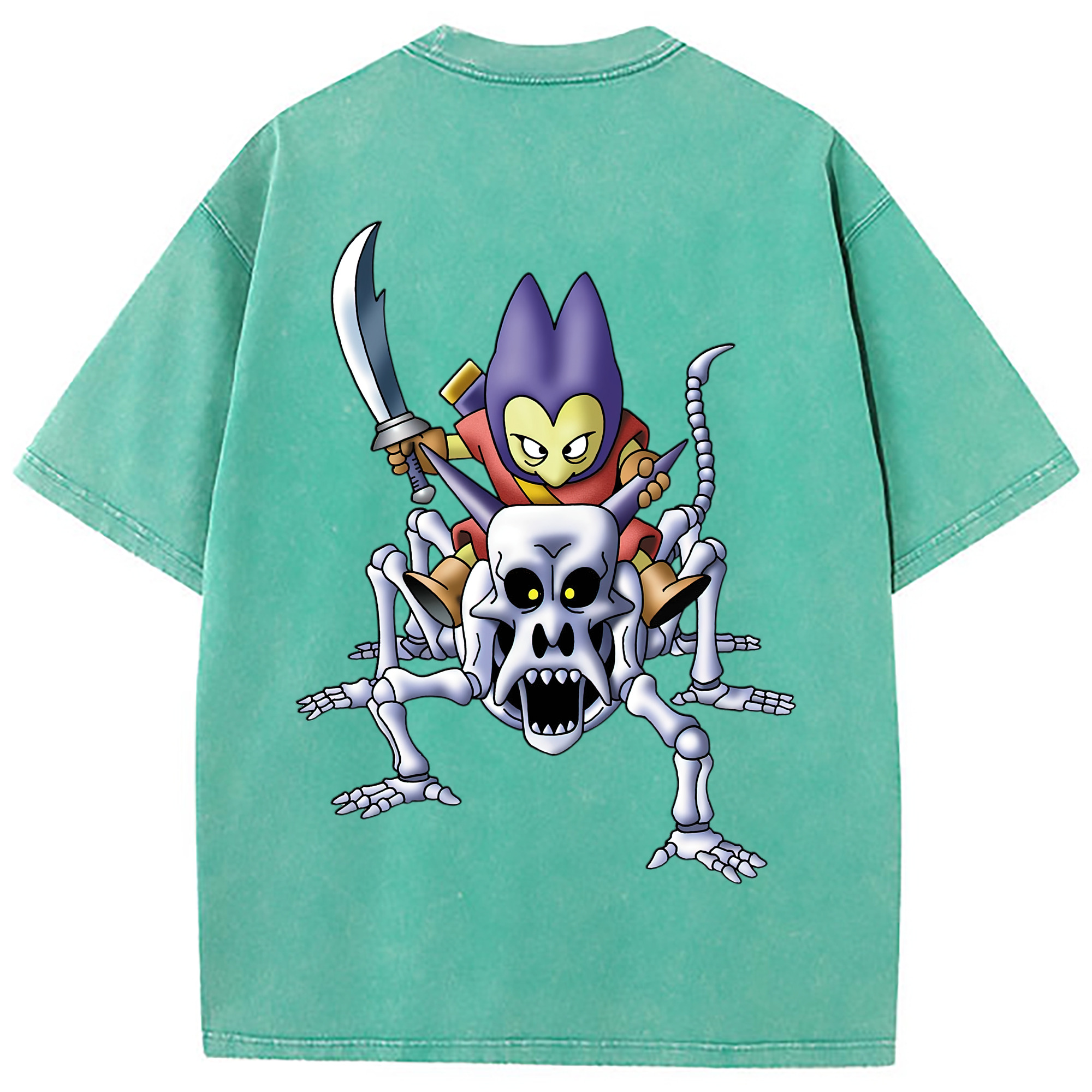 （画像用） ドラゴンクエスト Doragon Kuesuto Dragon Quest 綿100% ヴィンテージ風 半袖Tシャツ（背面プリント）